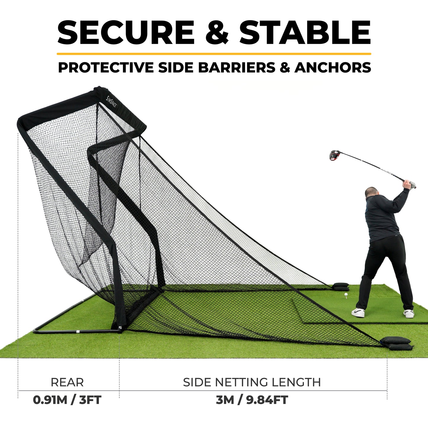 SimSpace Deluxe Home Driving Net (2.5 x 3.0 m) - træningsnet