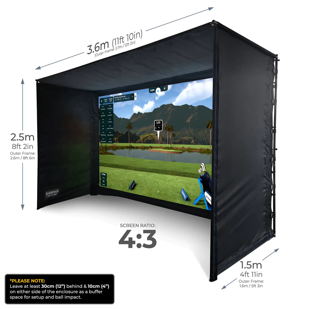 SIM SPACE GOLF ENCLOSURE 3.6 X 2.5 X 1.5MTR